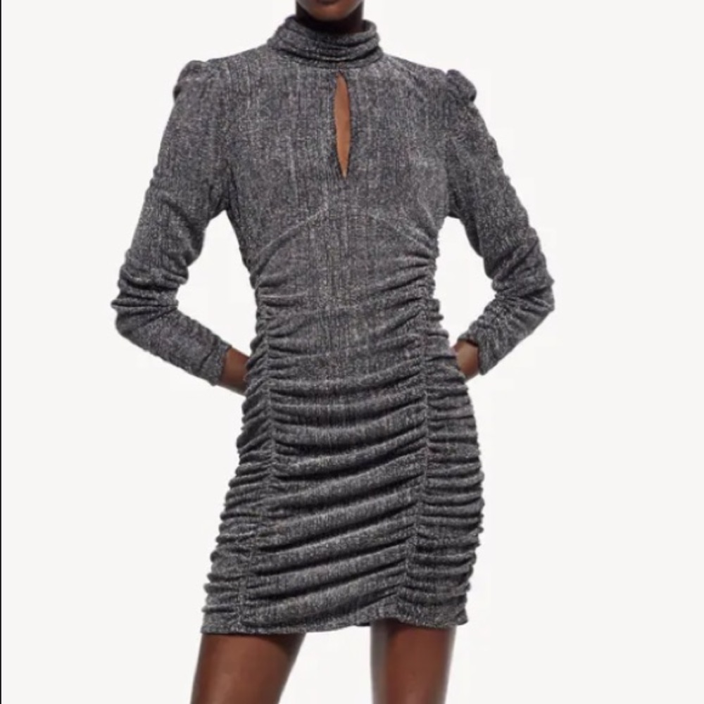 ZARA Women’s Mini Black Dress w/ Metallic Thread